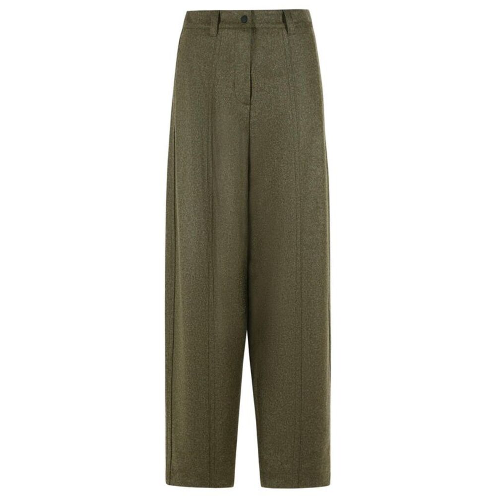 Moncler Grenoble 'Loden' Olive Green Virgin Wool Pants Women
